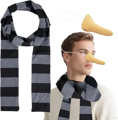 Productafbeelding van Heren Kostuumaccessoires Set: Sjaal en Valse Neus voor Feest en Cosplay