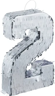 Immagine prodotto di Relaxdays Pinata numero 2, pignatta per compleanno e anniversario, per bambini e adulti, da riempire e appendere, argento