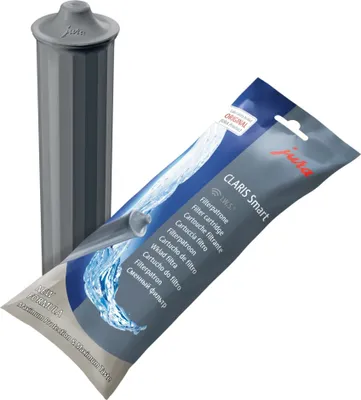 A Jura Claris Smart filter cartridge and its packaging are shown against a white background.