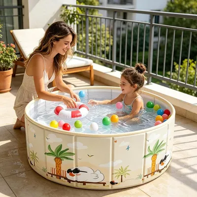 Produktbild von Faltbarer Pool aus PVC | 150x45 cm | rutschfeste Badewanne für Haustiere | Zusammenklappbares Kinderbecken | Ideal für Mädchen, Haustiere, Garten, Camping, Kindertagesstätte, Park, Terrasse