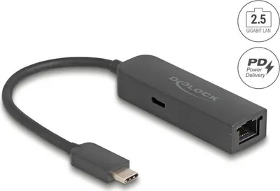 Obrázok produktu pre DeLOCK 66938, Kábel, USB Typ-C, Ethernet, 5000 Mbit/s, Čierna