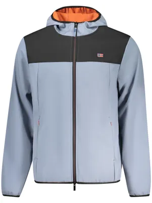 Produktbild von Herren Softshelljacke Blau mit Kapuze und Kontrastdetails