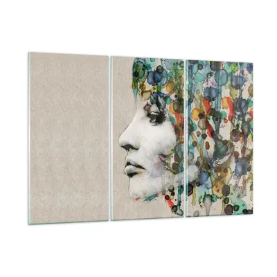 Produktbild von Bilder auf glas - Gesicht Frau - 105x70cm - Glasbilder - Wandbilder - Bilder - Kunstdruck - zum Aufhängen bereit - Wanddekoration aus Glas - Glas Bilder - Wandbild auf Glas - 3 Teile - GCE105x70-3533