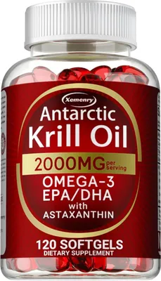 Immagine prodotto di Olio di krill antartico 2000mg (120 capsule) integratore alimentare, cuore, capelli, pelle, unghie, sistema immunitario