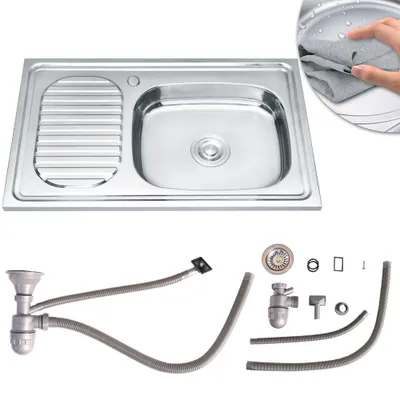 Produktbild von Küchenspüle Einbauspüle Spülbecken Spüle Siphon Edelstahl Küche Edelstahlspüle