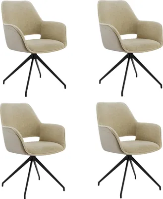 Image de Lot de 4 Chaises de Salle à Manger,  Fauteuil Pivotant à  360°, Chaise de Cuisine  Coussinets de Pied Réglable Beige