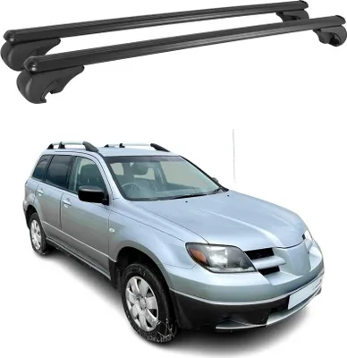 Image de Barres de toit Transversales pour Mitsubishi Outlander 2001-2006 Aluminium Noir