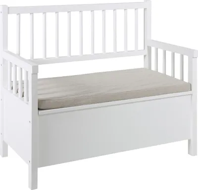 Produktbild von ebuy24 Sitzbank, weiß beige, inklusive Kissen, MDF, Spanplatte, Leinen, Stoff, 90 cm x 85 cm x 48 cm (B x H x T)