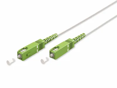 Produktbild von Glasfaserkabel (FTTH), Singlemode (OS2) White, (Simplex), 5 m SC-APC (8°) Stecker > SC-APC (8°) Stecker, halogenfreier Kabelmantel (LSZH), Lichtwellenleiter (LWL)