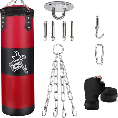 Obrázek produktu pro Sada boxovacích pytlů Heavy Duty UNFILLED pro dospělé a děti 100 cm červená