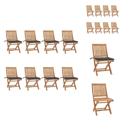 Produktbild von vidaXL Klappbare Gartenstühle mit Kissen 8 Stk. Massivholz Teak -  Gartenstühle