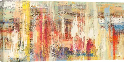 Imagen del producto de Pinturas abstractas sobre lienzo - Lucas, "Colores reflectantes" (detalle) - 140x70 cm