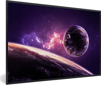 Produktbild von MuchoWow® Gerahmtes Poster Planeten - Weltraum - Sterne 90x60 cm - Poster mit Schwarzem Bilderrahmen Wandposter Rahmen Foto Bilder - Fotorahmen - Foto-Plakat