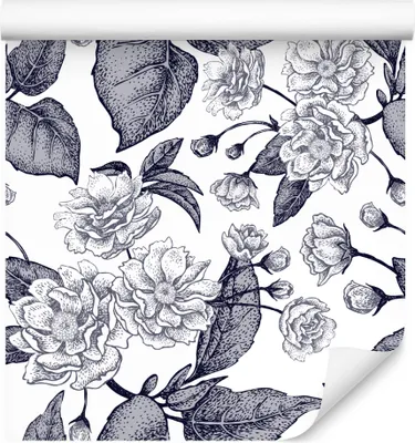 Zdjęcie produktu dla Tapeta Do Sypialni KWIATY Liście Natura Styl Retro Ozdoba Ścienna nowoczesna 3D