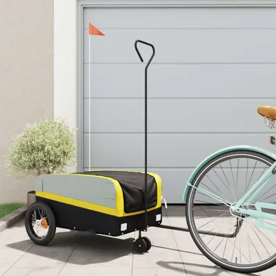 Produktbild von Design Fahrradanhänger Schwarz und Gelb 30 kg Eisen, Fahrradanhänger 2024 Neu