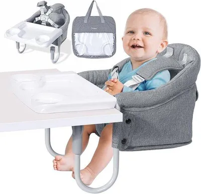 Produktbild von Tragbarer Kinderhochstuhl mit abnehmbarem Tablett und 5-Punkt-Sicherheitsgurt