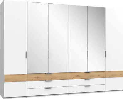 Produktbild von Kleiderschrank Drehtürenschrank Gibraltar Farbe und Größe wälbarweiß / Artisan Eiche