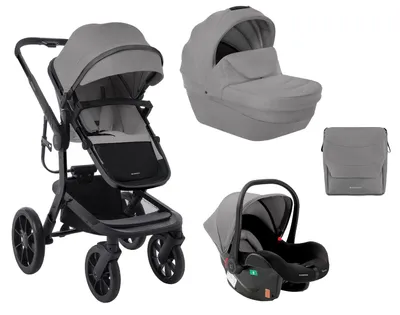 Obrázek produktu pro Kikkaboo kombinovaný kočárek Irene 3 v 1 adaptér na autosedačku přebalovací taška šedá černá