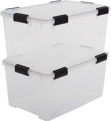 Produktbild von IRIS OHYAMA Water Proof Box 50 Liter 2er Set, transparent-Griffe in schwarz 6170