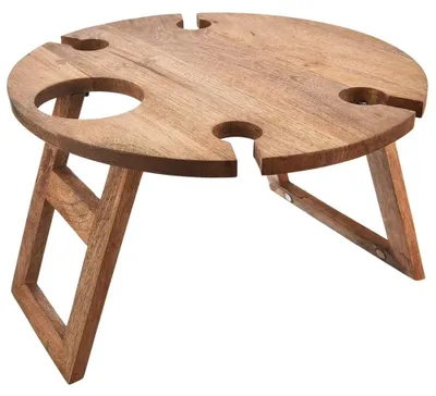 Obrázok produktu pre Piknikový stolík – Skladací stolík z mangového dreva – 39,5 x 24,5 cm – Hnedý