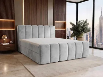 Produktbild von Boxspringbett 160x200 Cloe mit Bettkästen mit Bonell Matratze mit Topper H3 Komplett-Set Doppelbett Polsterbett HELLGRAU velvet, KI-generiertes Bild