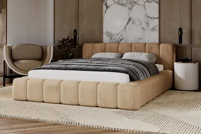 Obrázek produktu pro Čalouněná postel 180x200 cm Bolonia – postel s úložným prostorem, kovový rošt – moderní design – sametová látka světle hnědá