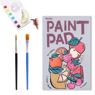 Mini Aquarellmalblock mit Pinsel, 19x12,5 cm, tragbar