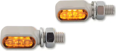 Zdjęcie produktu dla Kierunkowskazy LED HIGHSIDER CNC LITTLE BRONX, srebrne, przyciemniane szkło, homologacja E, para