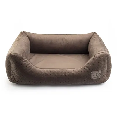 Produktbild von Prémiový pelíšek pro psy | Velikost 2: 75 x 65 x 22 cm | Pelíšek pro psy nebo kočky | Pohovka pro psy, polštář pro psy, lehátko pro psy Velvet Brown M