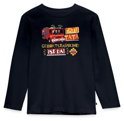 Produktbild von Spreadshirt Feuerwehrmann Sam™ Tatü Tata Geburtstagskind Kinder Premium Langarmshirt, 110/116 (4 Jahre), Navy