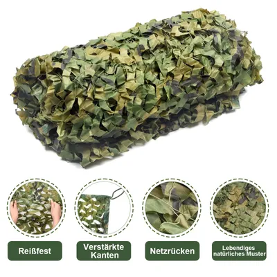 Produktbild von Tarnnetz Outdoor Camouflage Netz Sonnenschutz Reißfestes Netzgewebe für Jagd Wildcampen Woodland Waldlandschaft, 2x3M