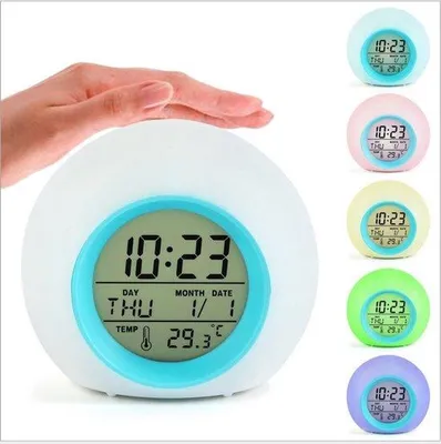 Obrázek produktu pro LED hodiny pro děti s nastavitelnou teplotou barev, ideální do dětského pokoje, jako noční lampička nebo lampička u postele, vhodné pro chlapce i dívky, skvělý dárek, baterie nejsou součástí balení