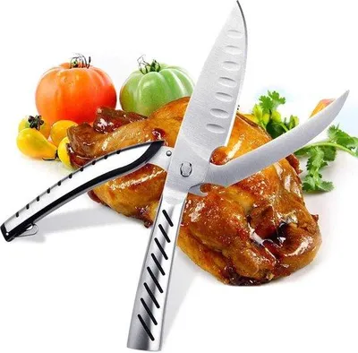 Image de Kocher, couteau à poisson démontable en acier inoxydable avec lame tranchante pour le poulet, la volaille, le poisson, la viande et les grillades, avec décapsuleur (argent)