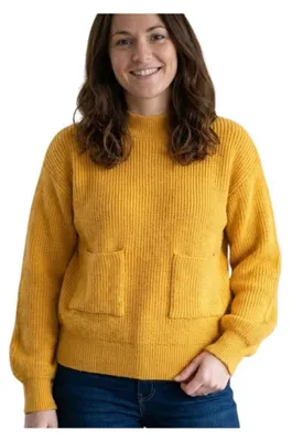 Produktbild von Naf Naf Zelia gelber Damenpullover mit Taschen S