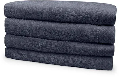 Produktbild von Unyqoos® Handtuch-Set, 4 Stück – Handtücher 50 x 100 cm, 420 g/m², 100% Baumwollfrottee, dunkelgrau, weich & saugfähig