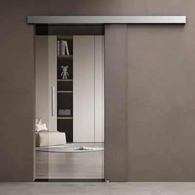 Immagine prodotto di doporro Porta Scorrevole in Vetro Temperato Trasparente 8 mm con Binario e Maniglia Squadrata in Alluminio Cromato 102,5x205 cm - Amalfi20