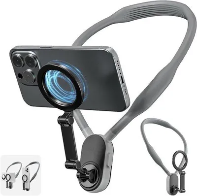 Obrázok produktu pre Magnetické držiaky na krk pre selfie, sivé