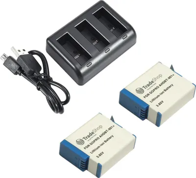 Produktbild von 2x Akku + 3-fach Ladegerät für Hero9 Hero10 Hero11 - ersetzt AHDBT-901 ADBAT-001 / Ladestation mit Micro-USB Kabel