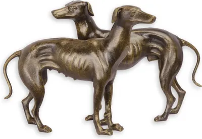 Produktbild von Paar Figuren Windhund aus Gusseisen Replikat Retro Design Dekoration
