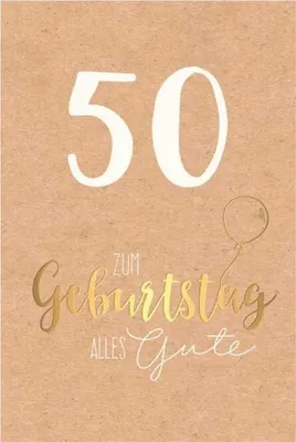 Produktbild von 50. Geburtstag - Karte mit Umschlag - Schriftkarte - mit Goldfolie