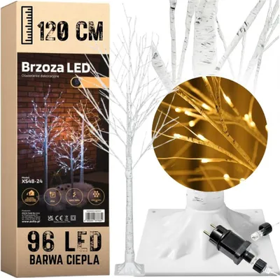 Obrázek produktu pro Vánoční stromek 96 LED - svítící bříza 120 cm Teplá