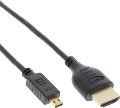 Image de InLine® 17533D Câble HDMI Superslim A à D, HDMI High Speed avec Ethernet, Premium, noir / or, 0,3m