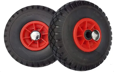 Produktbild von 2 Stück Polyurethan25 mm Nabenrad für Bollerwagen und Sackkarren mit Radbefestigung, pannensicher