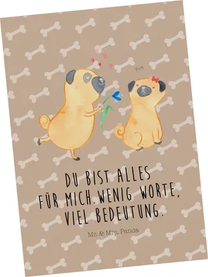 Produktbild von Mr. & Mrs. Panda Postkarte Mops Verliebt - Hundeglück - Geschenk, Postkarten, Hund, Grußkarte, Fotokarte, Ansichtskarten, Liebe, Knuffig, Sprüche, Freund, Pure, Partner