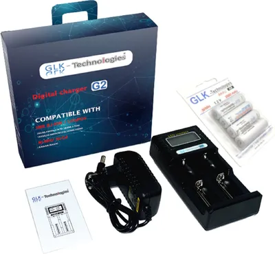 Produktbild von GLK-Technologies 4x Akku AA Mignon 2600 NiMH Wiederaufladbare Akkus aufladbar + Ladegerät PRO