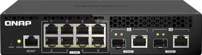 Zdjęcie produktu dla QNAP QSW-M2108R-2C, Zarządzany, L2, 2.5G Ethernet (100/1000/2500), Pełny dupleks, Obsługa PoE, Możliwości montowania w stelażu