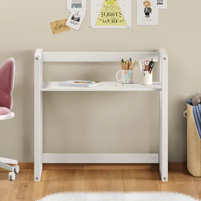 Produktbild von Kinderschreibtisch SUZA höhenverstellbar Massivholz weiß - Tischplatte in 4 Höhen verstellbar, ideal für kleine Räume, minimalistisches Design im Montessori-Stil