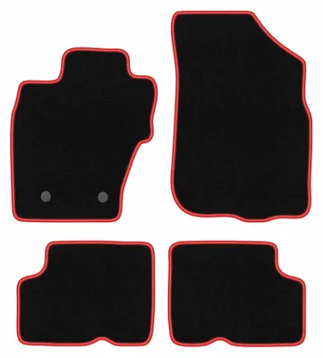 Productafbeelding van Velours automatten voor Dacia Duster I 4WD 2010-2018 (SUV) – 4-delig, zwart/rood, op maat – Wielganizator CARLUX