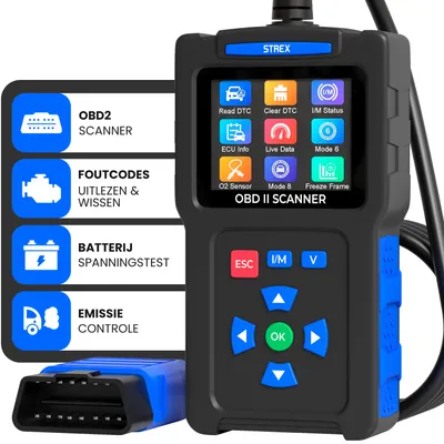 Image de Strex Scanner OBD2 - OBD - Diagnostic automobile - Suppression des erreurs - Langue NL - Scanner auto - Équipement de diagnostic pour voitures - Erreurs moteur