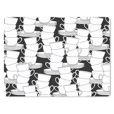 Produktbild von MuchoWow® Mauspad Mousepad Muster - Schwarz und Weiß - Tassen - Tee 23x19 cm - Mousepads - Maus Mat - Pad - Mausunterlage - Schreibtischunterlage - Mauspad